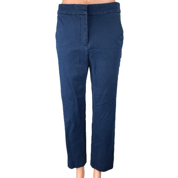 J.Crew Kate Women's Blue Straight Leg Mid Rise Crop Trousers Dress Pants Size 4 - Picture 1 of 5